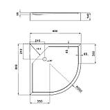 Lidz Душовий піддон KAPIELKA ST80x80x14 низький, напівкруглий, діаметр зливу 52 мм, фото 3