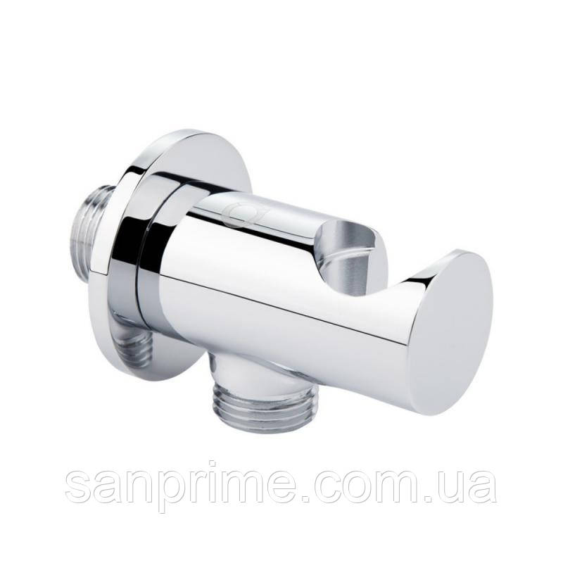 Підключення з тримачем для шланга Qtap Spojeni округле QTCRMBH030 Chrome, фото 1