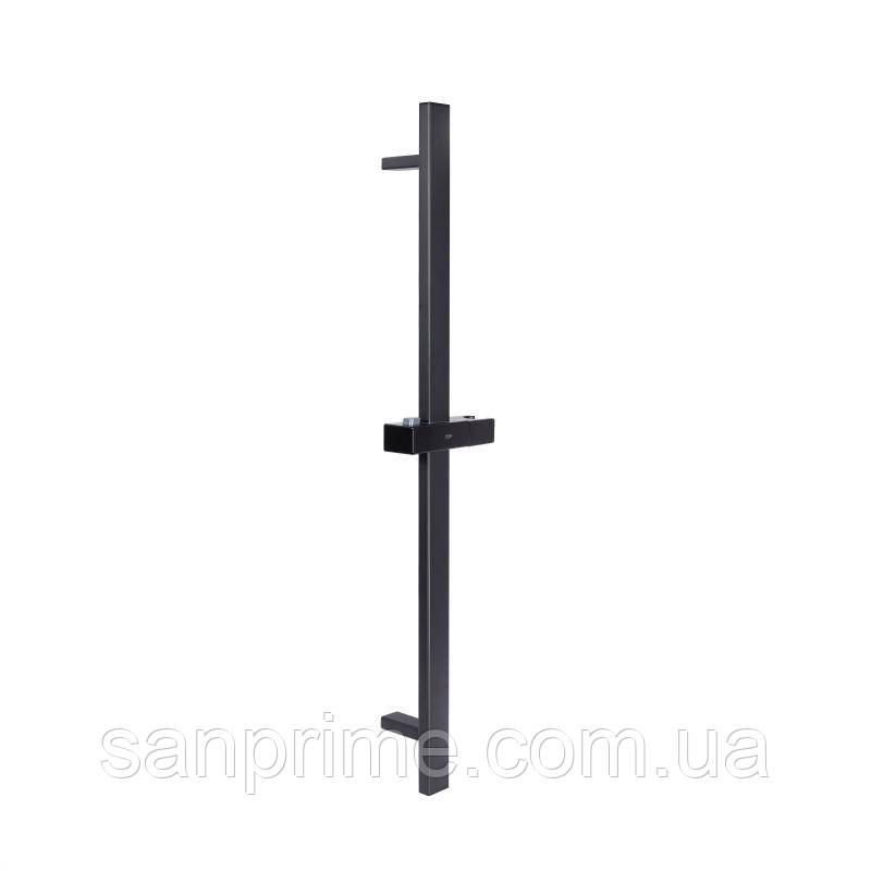 Душова стійка з тримачем універсальна Qtap Lepit 705 мм прямокутна QTLEP82103NB Black Matt, фото 1
