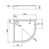 Душовий піддон Qtap Robin 301112 100x100x12 см + сифон, фото 3