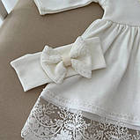 Костюм для хрещення "Світлинка" інтерлок зріст 80 см (9 – 12 місяців) Betis Молочний з бежевим, фото 3
