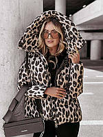 Жіночі демісезонні куртки 9362-мо Стильна трендова жіноча куртка осінь/весна з капюшоном леопардовий