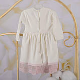 Костюм для хрещення "Світлинка" довгий рукав інтерлок зріст 68 см (3 – 6 місяців) Betis Молочний з пудровим, фото 2