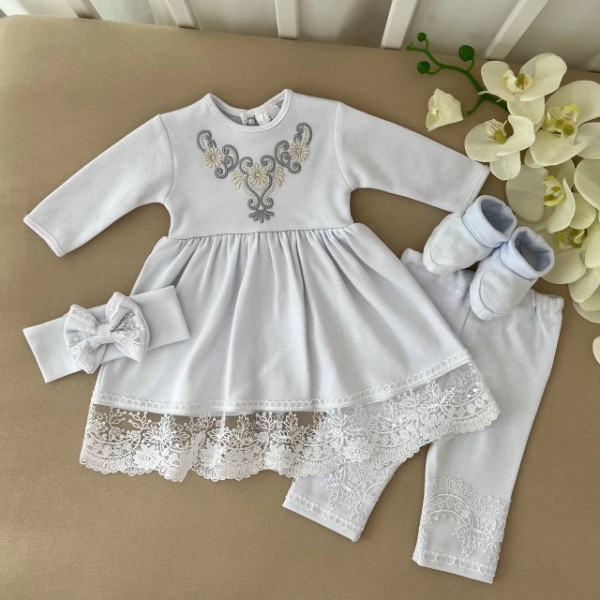 Костюм для хрещення "Світлинка" інтерлок зріст 74 см (6 – 9 місяців) Betis Білий зі срібним, фото 1