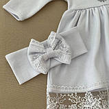 Костюм для хрещення "Світлинка" інтерлок зріст 86 см (12 – 18 місяців) Betis Білий зі срібним, фото 4