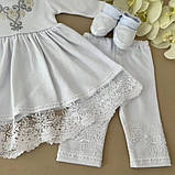 Костюм для хрещення "Світлинка" інтерлок зріст 86 см (12 – 18 місяців) Betis Білий зі срібним, фото 5