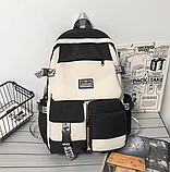 Рюкзак шкільний для хлопчика дівчинки піідлітка студента бежевий міський з кишенями, фото 3
