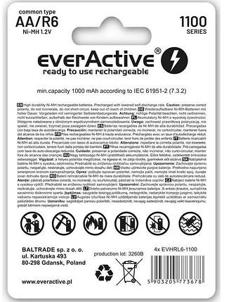 Акумулятор everActive Infinity Line EVHRL6-1100, AA/(HR6), 1100mAh, LSD Ni-MH, блистер 4шт, фото 4