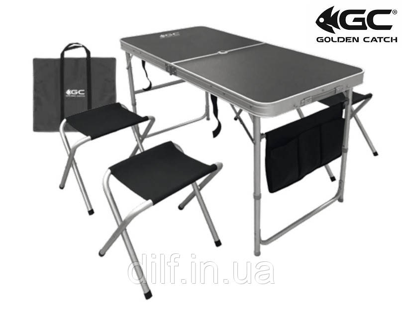 Стіл розкладний Golden Catch у комплекті 4 стільчики (з відв. для парасольки), фото 1