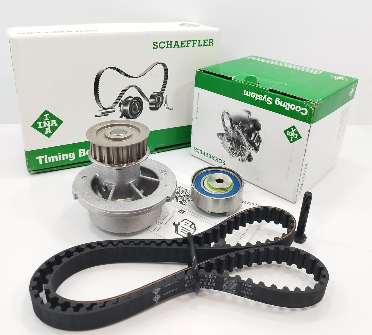 Комплект ремінь (+ ролик + помпа) Ланос1.5 , Нексія 1,5 8V INA, фото 1