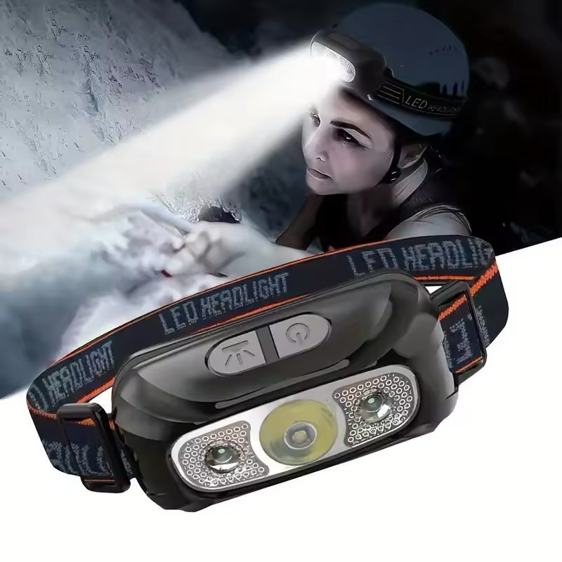 Налобний ліхтарик акумуляторний LED, із сенсором 2 режими роботи, перезаряджуваний micro usb