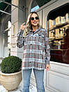 Стильна подовжена жіноча картата сорочка оверсайз  «Daffy»Повсякденна якісна базова жіноча сорочка, фото 9