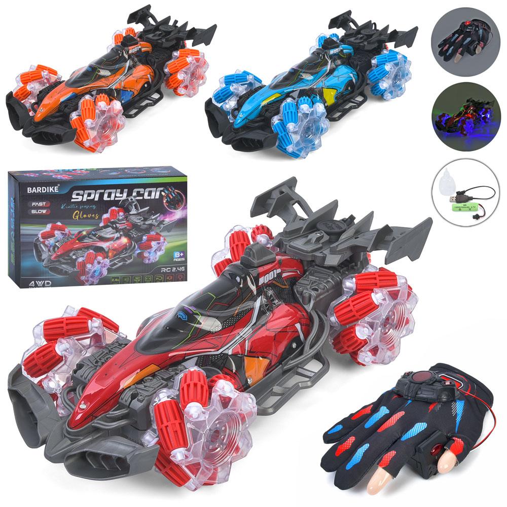 Машинка 21016 (12 шт.) р/к2,4G, акум, пульт-рукавичка, 28 см, звук, звивітло, пара-димі, колеса-ролики, USBзарядне,, фото 1