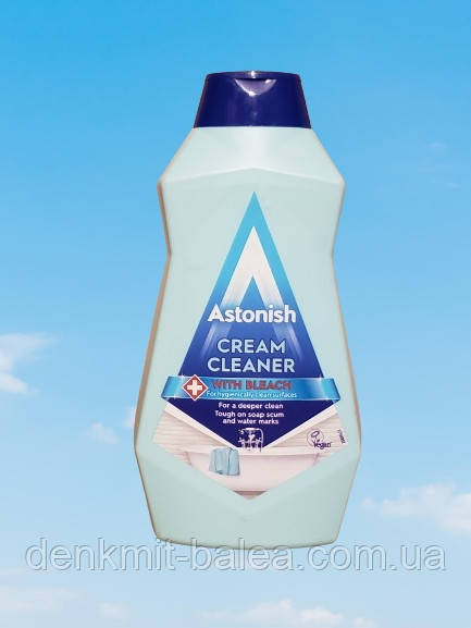 Паста для миття поверхонь на кухні і у ванній з відбілювачем Astonish Cream Cleaner Bleach 500 мл.