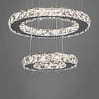 Кришталева підвісна світлодіодна LED люстра 30 Вт з пультом управління колір каркасу хром 8317-3W/300+200HR, фото 2