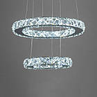 Кришталева підвісна світлодіодна LED люстра 30 Вт з пультом управління колір каркасу хром 8317-3W/300+200HR, фото 3