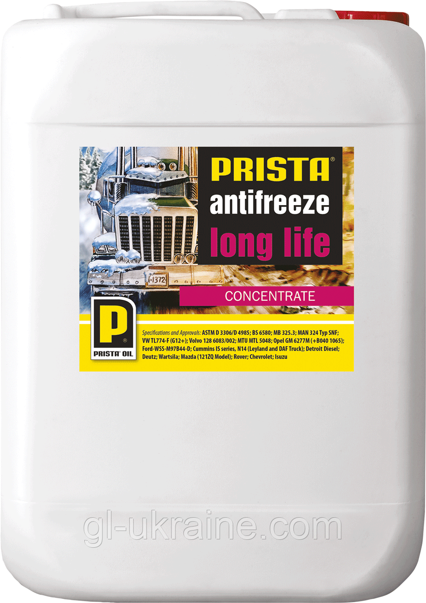 Антифриз-концентрат PRISTA Antifreeze Long Life G12+ (-80°C) червоний, 20л