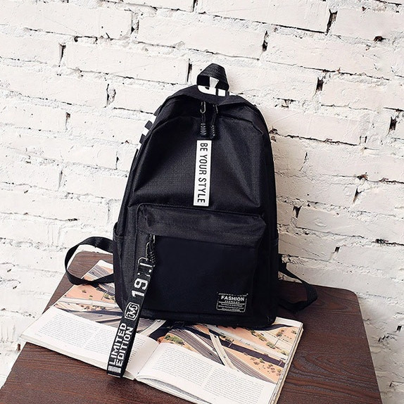 Рюкзак BE YOUR STYLE чоловічий жіночий дитячий шкільний портфель чорний з білим, фото 1