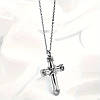 Срібляста підвіска Хрестик у формі давнього хреста з мотузками 3 см на ланцюжку 50 см AurumLux945, фото 2