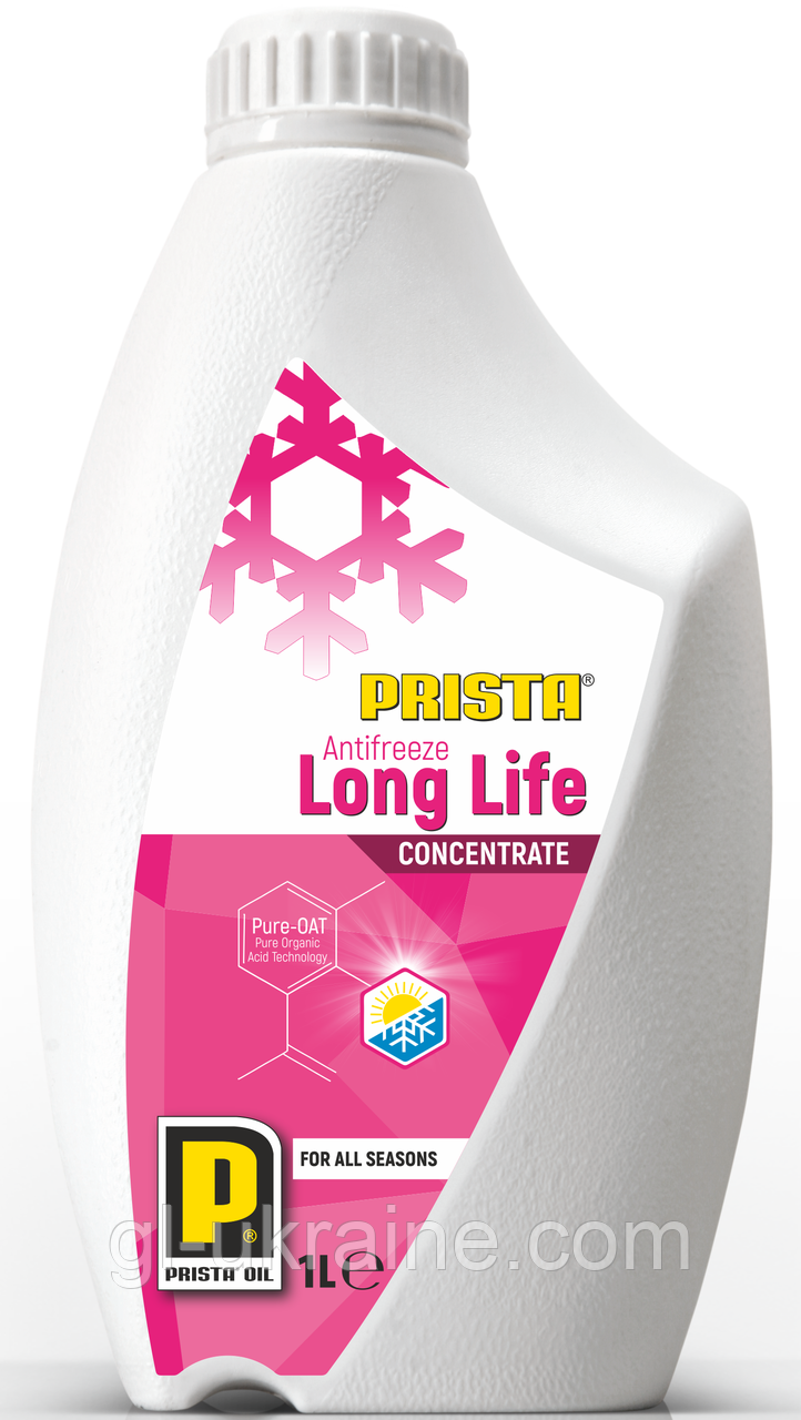 Антифриз-концентрат PRISTA Antifreeze Long Life G12+ (-80°C) червоний, 1л