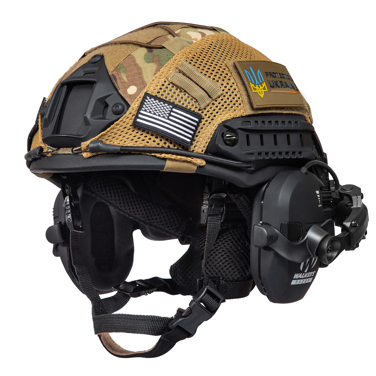 Шолом тактичний Fast TEAM WENDY Helmet NIJ IIIA + Навушники Walkers Razor Slim з чебурашкою + кавер, фото 1