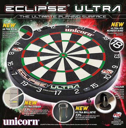 Дартс професійна мішень із сизалю Unicorn Ultra + фірмові дротики, фото 3