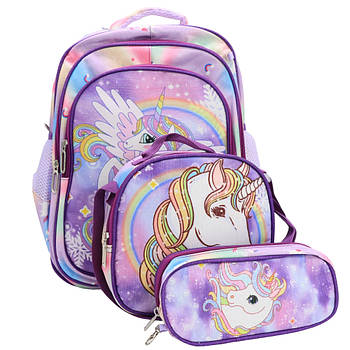Шкільний рюкзак 3в1 (портфель+пенал+сумка) 43х20х31см, Єдиноріг / Портфель до школи / Рюкзак до школи