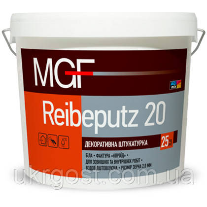 Декоративна штукатурка Короїд MGF Reibeputz 20 зерно 2 мм 25 кг, фото 1