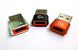 Перехідник OTG 6А USB-A(тато) Type-c(мама). Сірий, фото 2