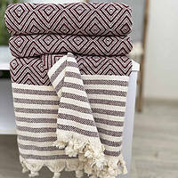 Плед покривало бавовна 180х230 ромб бордо туречинна