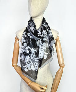 Шарф жіночий тонкий легкий весняний осінній Леона чорний