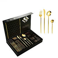 Набір столових приладів (золото) 24 предмети, 6 персон
