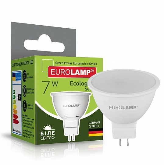 Точкова світлодіодна EUROLAMP LED Лампа ЕКo MR16 7W GU5.3 4000K, фото 1