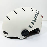 Захисний шолом Livall L23 (M) Ivory White (54-58см), сигнал поворотів та стопів, додаток, зйомний візор (пульт, фото 6