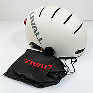 Захисний шолом Livall L23 (M) Ivory White (54-58см), сигнал поворотів та стопів, додаток, зйомний візор (пульт, фото 8