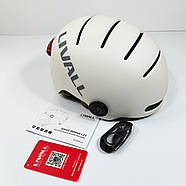 Захисний шолом Livall L23 (M) Ivory White (54-58см), сигнал поворотів та стопів, додаток, зйомний візор (пульт, фото 9