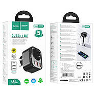 Мережевий зарядний пристрій HOCO NS3 Multifunctional socket(including 1C2A PD20W fast charge) Black, фото 6