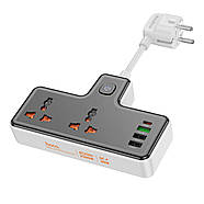 Мережевий подовжувач HOCO  AC12A Reise 2-position expansion socket(PD30W/1C3A) Black, фото 3