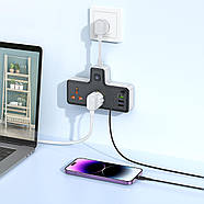 Мережевий подовжувач HOCO  AC12A Reise 2-position expansion socket(PD30W/1C3A) Black, фото 5