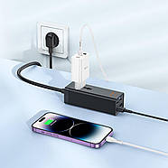 Мережевий подовжувач HOCO AC10A Barry PD65W GaN (2C2A with 1 socket) desktop charger Black, фото 5