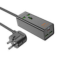 Мережевий подовжувач HOCO AC9A Talent PD30W(1C2A with 1 socket) desktop charger Black, фото 3
