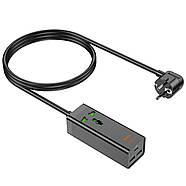 Мережевий подовжувач HOCO AC9A Talent PD30W(1C2A with 1 socket) desktop charger Black, фото 4
