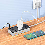 Мережевий подовжувач HOCO AC8A Storm 3-position socket(PD30W/1C3A) Black, фото 5