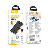 Мережевий подовжувач HOCO AC8A Storm 3-position socket(PD30W/1C3A) Black, фото 6