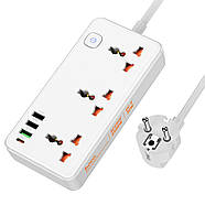 Мережевий подовжувач HOCO AC8A Storm 3-position socket(PD30W/1C3A) White, фото 3