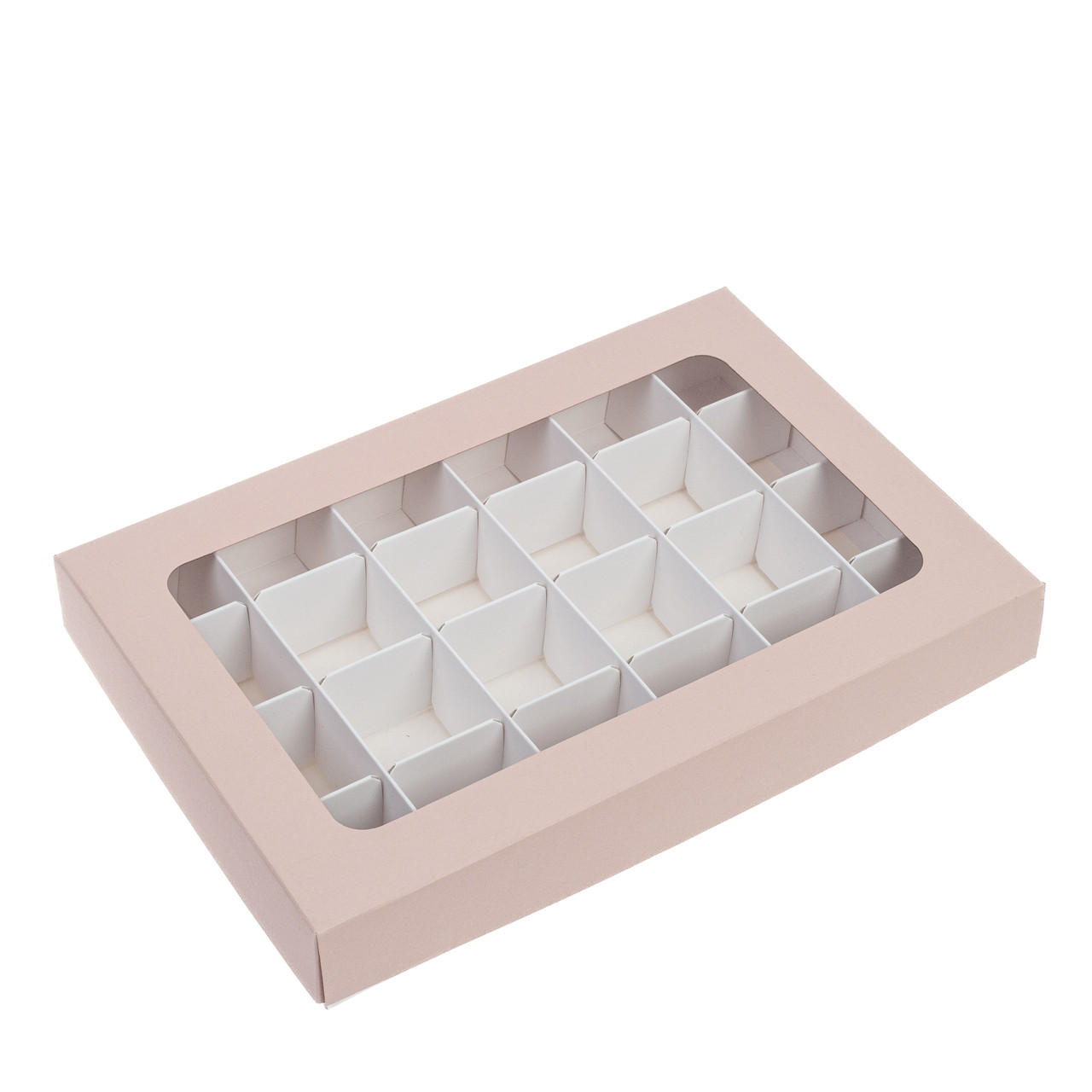 Коробка 240х155х35 (на 24 цукерки) з вікном, пудра, фото 1