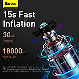 Автомобільний компресор Baseus Super Mini Inflator Pump для накачування шин з ліхтарем, фото 5