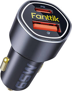 Адаптер в прикурювач Fanttik 65W адаптер для швидкого заряджання з PD3.0 QC3.0