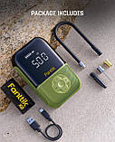 Портативний компресор Fanttik X8 для накачування шин з цифровим екраном та ліхтарями, Зелений, фото 10