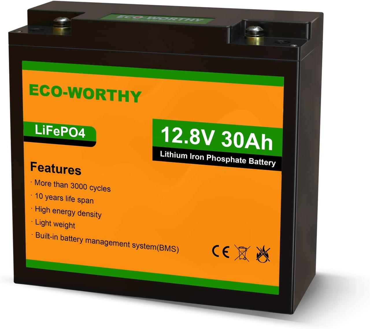 Акумулятор Eco-Worthy LiFePO4 12V 30Ah (384Wh)